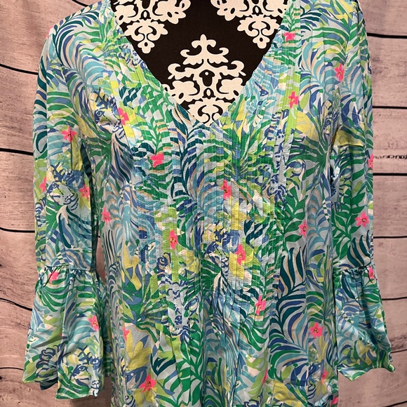 Lilly Pulitzer Danika Tunic Dress Tropical Romantic Floral Flowy Beach Cruise - Picture 6 of 8